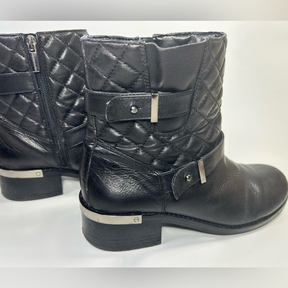 Vince Camuto quilted leather ankle moto biker boots with heel - Picture 5 of 12